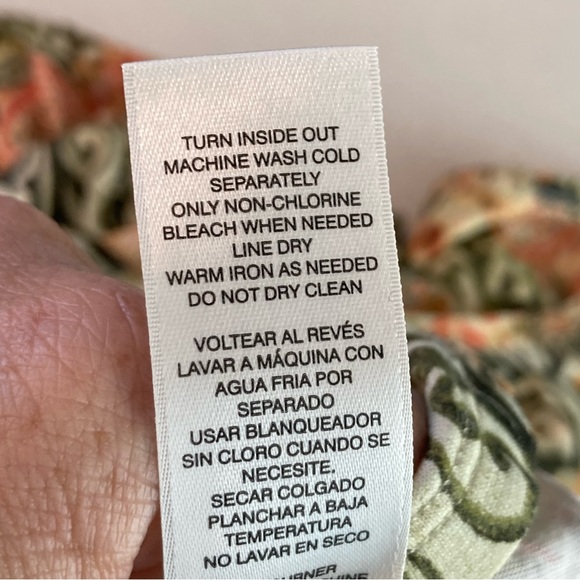 Chico’s Size 2 Regular Size 12 Long Sleeve Rayon Green/Orange Cream Top - Picture 11 of 11